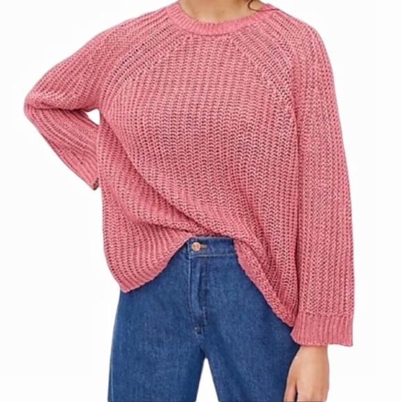 J Crew - Coral Pink Linen Knitted Crew Neck Sweater - Picture 1 of 15